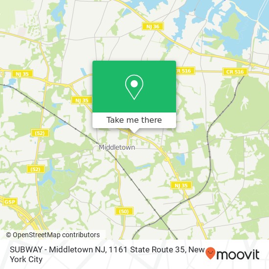SUBWAY - Middletown NJ, 1161 State Route 35 map