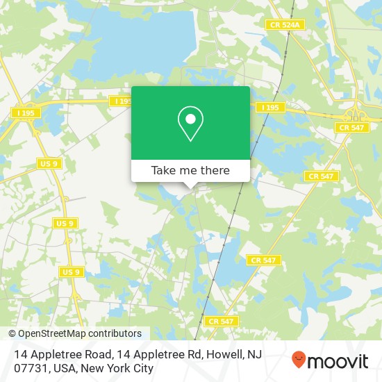 Mapa de 14 Appletree Road, 14 Appletree Rd, Howell, NJ 07731, USA