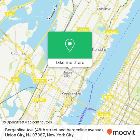 Mapa de Bergenline Ave (48th street and bergenline avenue), Union City, NJ 07087