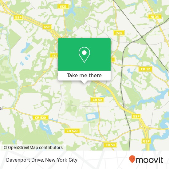 Mapa de Davenport Drive, Davenport Dr, Lincroft, NJ 07738, USA
