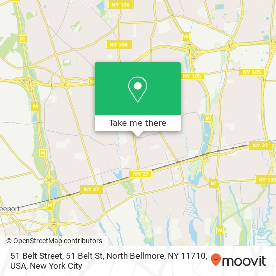 Mapa de 51 Belt Street, 51 Belt St, North Bellmore, NY 11710, USA