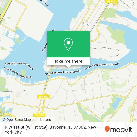 Mapa de 9 W 1st St (W 1st St,9), Bayonne, NJ 07002