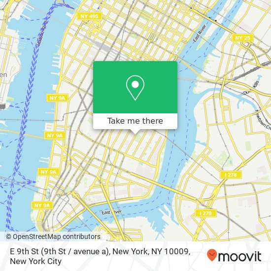 Mapa de E 9th St (9th St / avenue a), New York, NY 10009