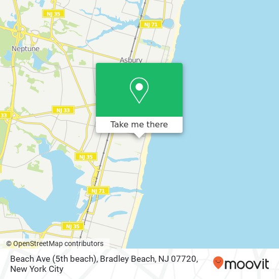 Mapa de Beach Ave (5th beach), Bradley Beach, NJ 07720