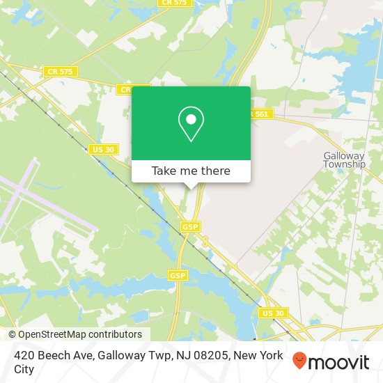 Mapa de 420 Beech Ave, Galloway Twp, NJ 08205