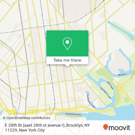 Mapa de E 28th St (east 28th st avenue r), Brooklyn, NY 11229