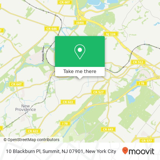 Mapa de 10 Blackburn Pl, Summit, NJ 07901