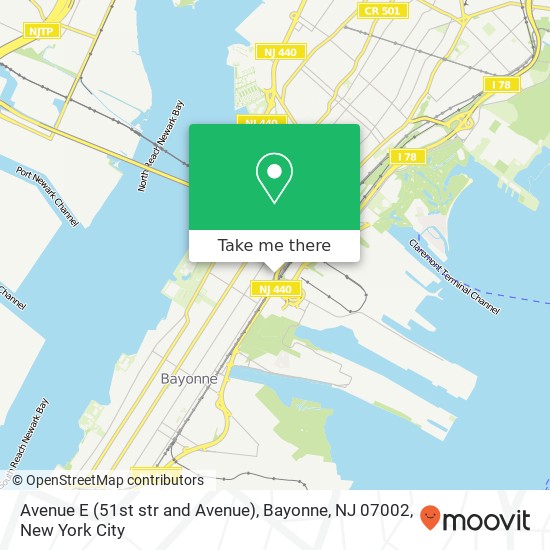Mapa de Avenue E (51st str and Avenue), Bayonne, NJ 07002