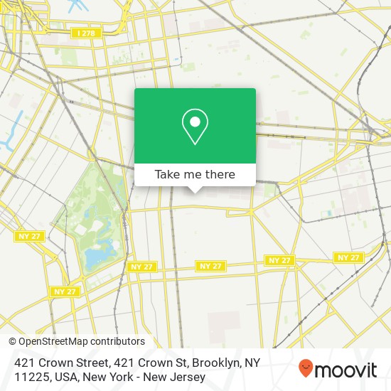 Mapa de 421 Crown Street, 421 Crown St, Brooklyn, NY 11225, USA