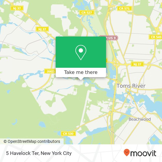 Mapa de 5 Havelock Ter, Toms River (BERKELEY), NJ 08757