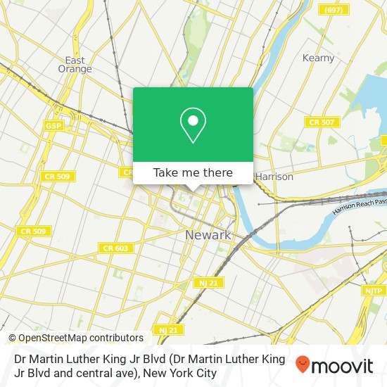Mapa de Dr Martin Luther King Jr Blvd (Dr Martin Luther King Jr Blvd and central ave), Newark, NJ 07103