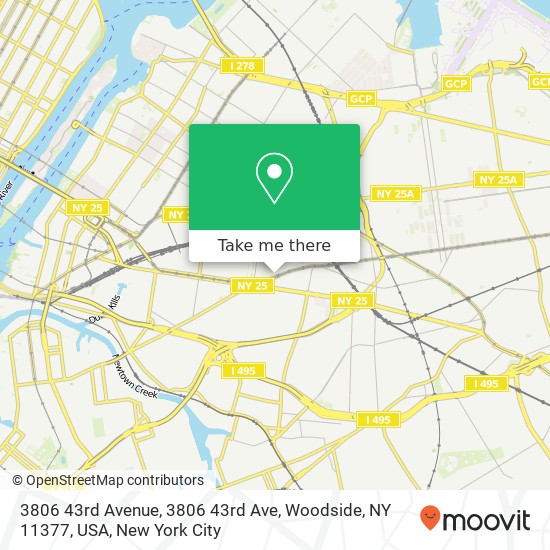 Mapa de 3806 43rd Avenue, 3806 43rd Ave, Woodside, NY 11377, USA