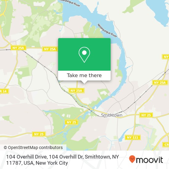 Mapa de 104 Overhill Drive, 104 Overhill Dr, Smithtown, NY 11787, USA