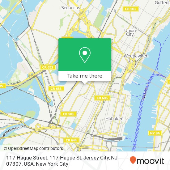 117 Hague Street, 117 Hague St, Jersey City, NJ 07307, USA map