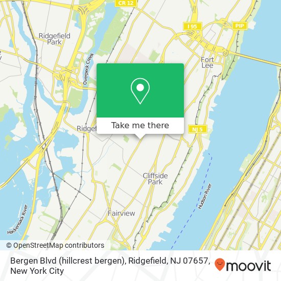 Mapa de Bergen Blvd (hillcrest bergen), Ridgefield, NJ 07657