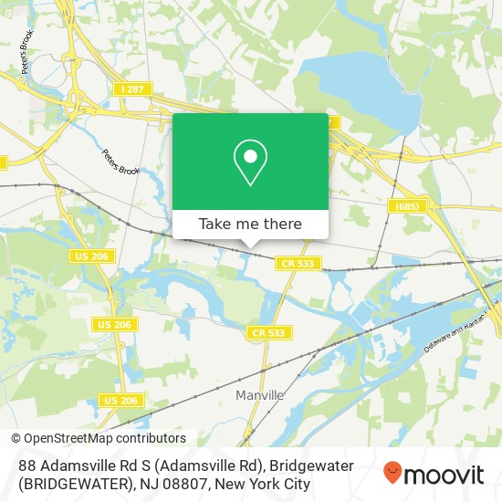 88 Adamsville Rd S (Adamsville Rd), Bridgewater (BRIDGEWATER), NJ 08807 map