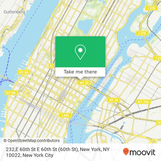Mapa de 232,E 60th St E 60th St (60th St), New York, NY 10022