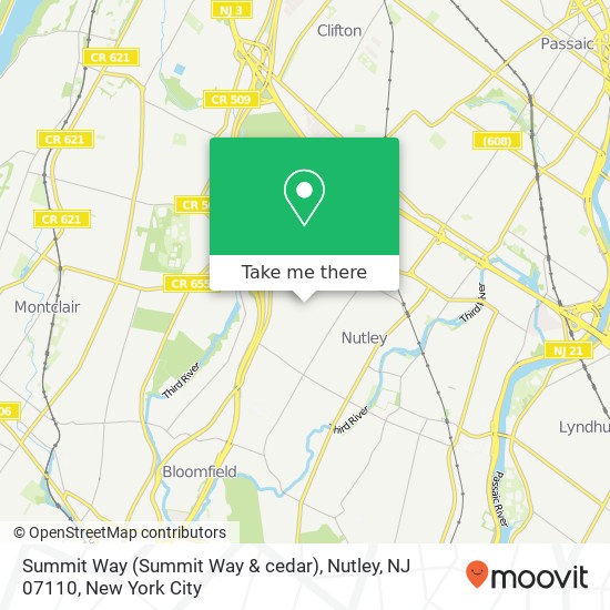 Mapa de Summit Way (Summit Way & cedar), Nutley, NJ 07110