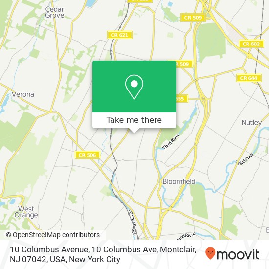 10 Columbus Avenue, 10 Columbus Ave, Montclair, NJ 07042, USA map