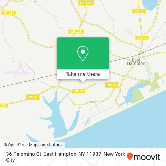 Mapa de 36 Palomino Ct, East Hampton, NY 11937