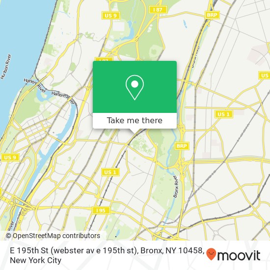 Mapa de E 195th St (webster av e 195th st), Bronx, NY 10458