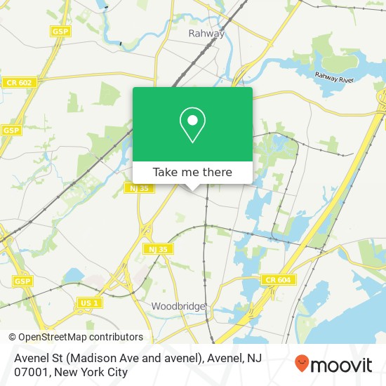 Mapa de Avenel St (Madison Ave and avenel), Avenel, NJ 07001