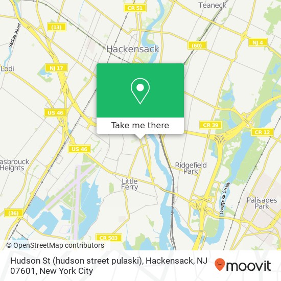 Hudson St (hudson street pulaski), Hackensack, NJ 07601 map