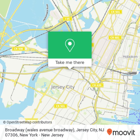 Mapa de Broadway (wales avenue broadway), Jersey City, NJ 07306