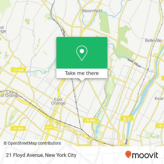 Mapa de 21 Floyd Avenue, 21 Floyd Ave, Bloomfield, NJ 07003, USA