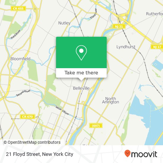 Mapa de 21 Floyd Street, 21 Floyd St, Belleville, NJ 07109, USA