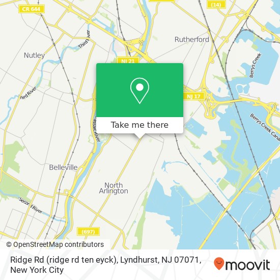 Ridge Rd (ridge rd ten eyck), Lyndhurst, NJ 07071 map