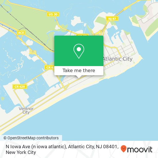 Mapa de N Iowa Ave (n iowa atlantic), Atlantic City, NJ 08401