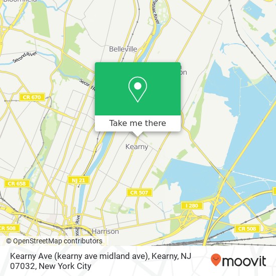 Kearny Ave (kearny ave midland ave), Kearny, NJ 07032 map