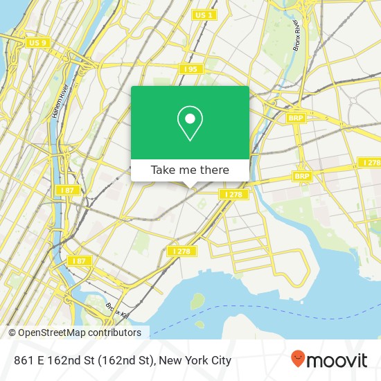 Mapa de 861 E 162nd St (162nd St), Bronx, NY 10459