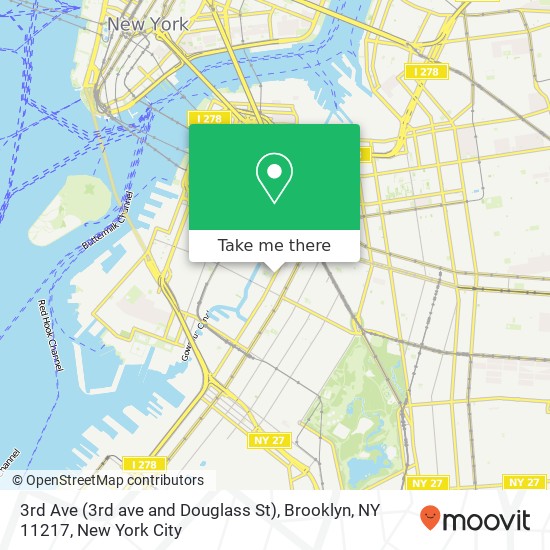 Mapa de 3rd Ave (3rd ave and Douglass St), Brooklyn, NY 11217