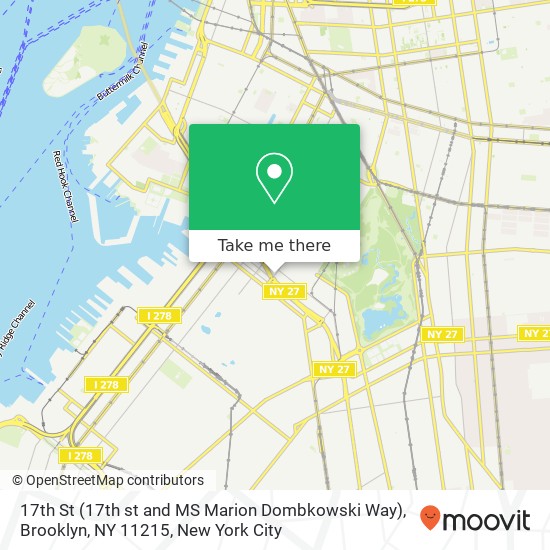 Mapa de 17th St (17th st and MS Marion Dombkowski Way), Brooklyn, NY 11215