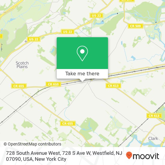 Mapa de 728 South Avenue West, 728 S Ave W, Westfield, NJ 07090, USA