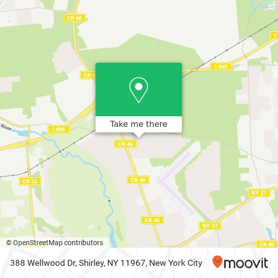 Mapa de 388 Wellwood Dr, Shirley, NY 11967
