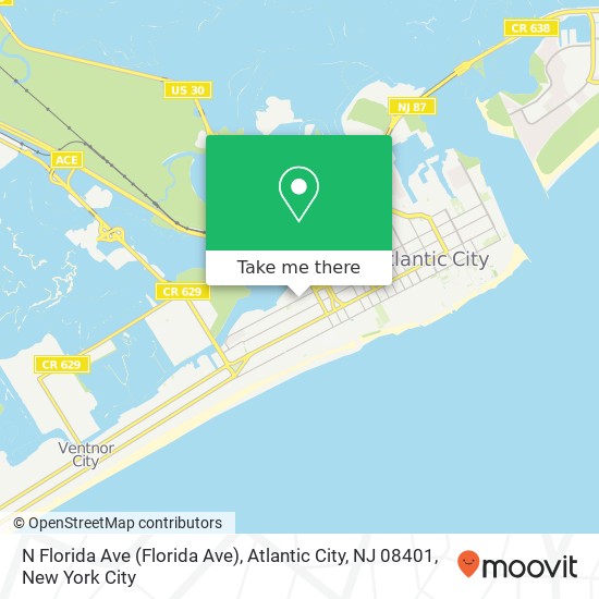 Mapa de N Florida Ave (Florida Ave), Atlantic City, NJ 08401
