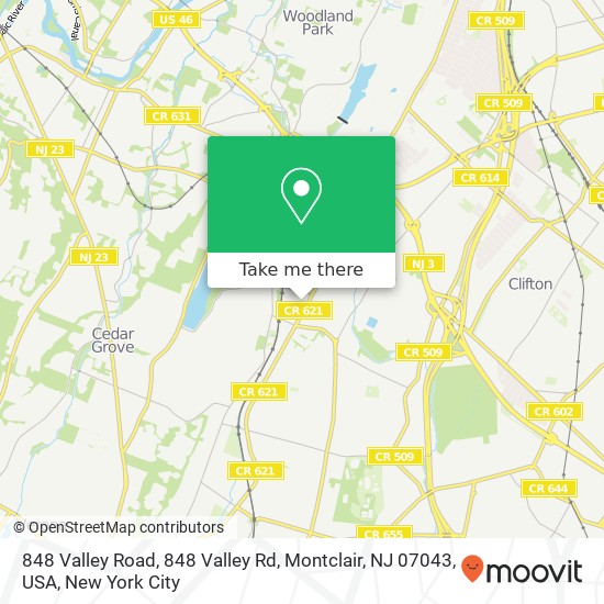 848 Valley Road, 848 Valley Rd, Montclair, NJ 07043, USA map