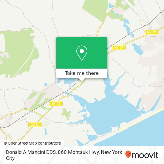 Donald A Mancini DDS, 860 Montauk Hwy map