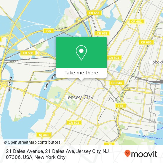 21 Dales Avenue, 21 Dales Ave, Jersey City, NJ 07306, USA map