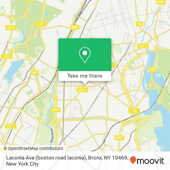 Mapa de Laconia Ave (boston road laconia), Bronx, NY 10469