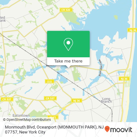 Mapa de Monmouth Blvd, Oceanport (MONMOUTH PARK), NJ 07757
