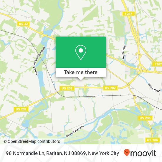 Mapa de 98 Normandie Ln, Raritan, NJ 08869