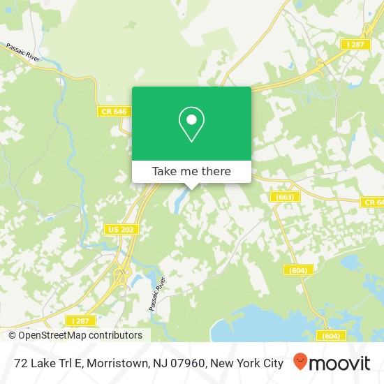 Mapa de 72 Lake Trl E, Morristown, NJ 07960
