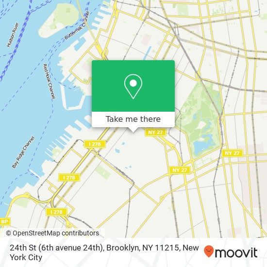 Mapa de 24th St (6th avenue 24th), Brooklyn, NY 11215