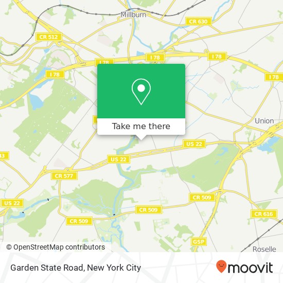 Mapa de Garden State Road, Garden State Rd, Union, NJ 07083, USA
