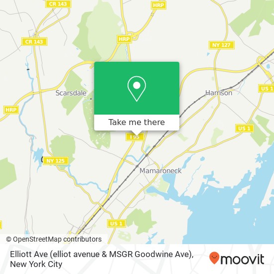 Mapa de Elliott Ave (elliot avenue & MSGR Goodwine Ave), Mamaroneck, NY 10543