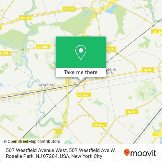 Mapa de 507 Westfield Avenue West, 507 Westfield Ave W, Roselle Park, NJ 07204, USA